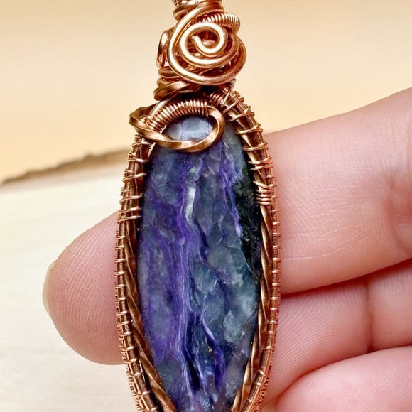Charoite Wire Wrap Pendant - Picture 6 of 9